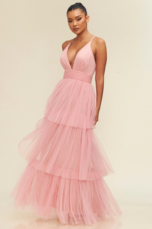 Tul Vestidos Con Olanes Largos Vestido De Tul Con Falda En Olanes