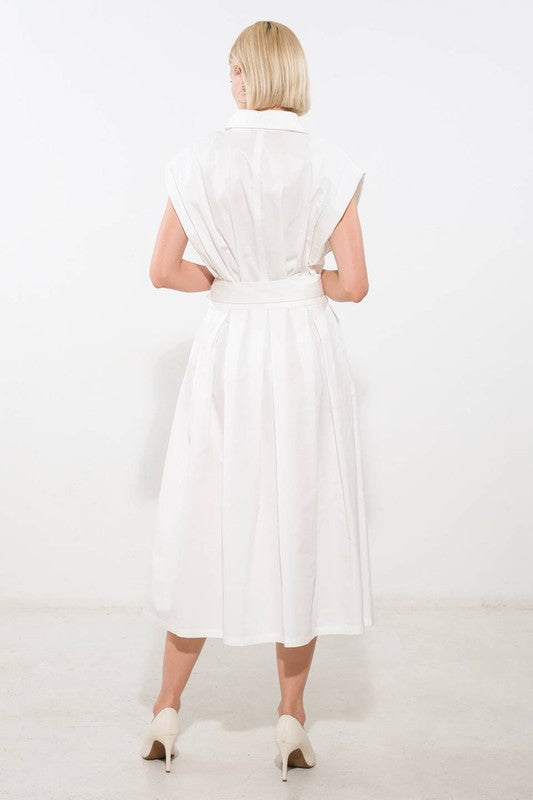 Vestido midi blanco sin mangas