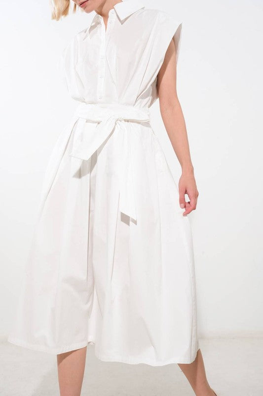 Vestido midi blanco sin mangas