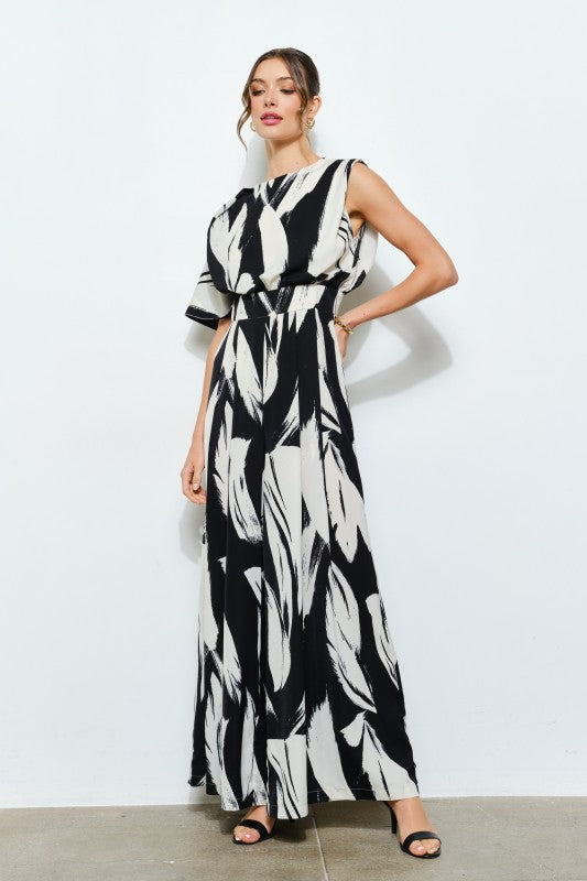 Jumpsuit estampado negro y blanco