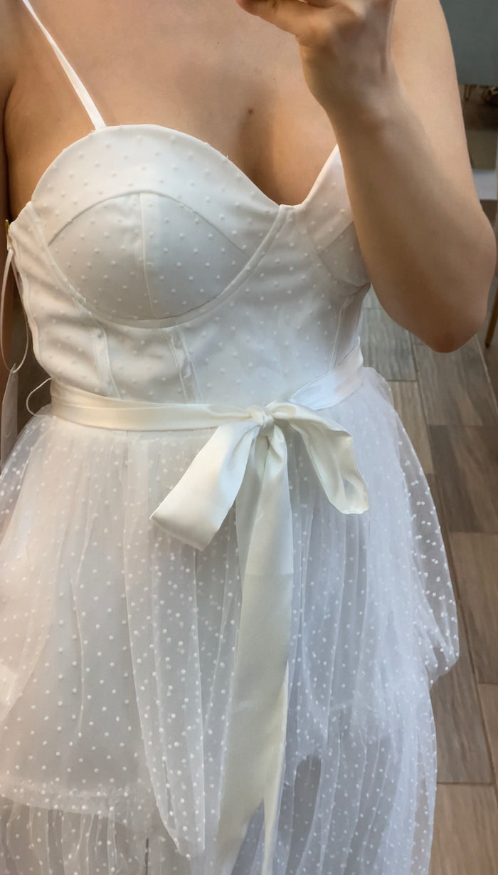 Vestido maxi polka dot de tul