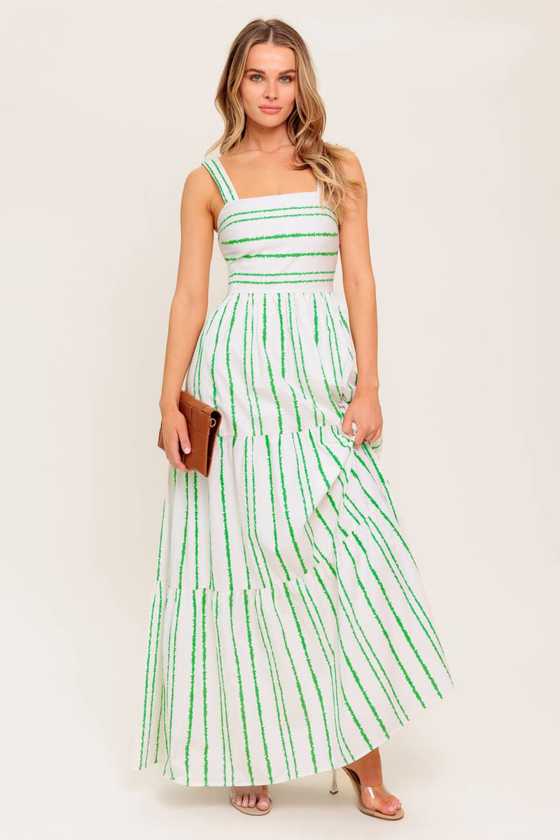 Vestido maxi rayas verde 100% algodón