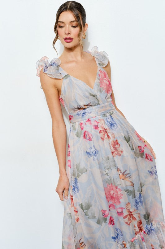 Vestido Maxi Blue Floral