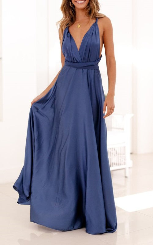 Vestido maxi espalda cruzada Navy