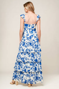 Vestido Maxi floreado blanco - azul