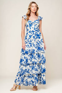 Vestido Maxi floreado blanco - azul
