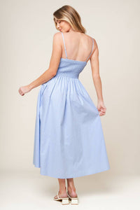 Vestido midi a rayas Pastel Blue