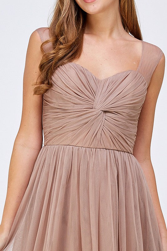 Vestido maxi de tul  Taupe