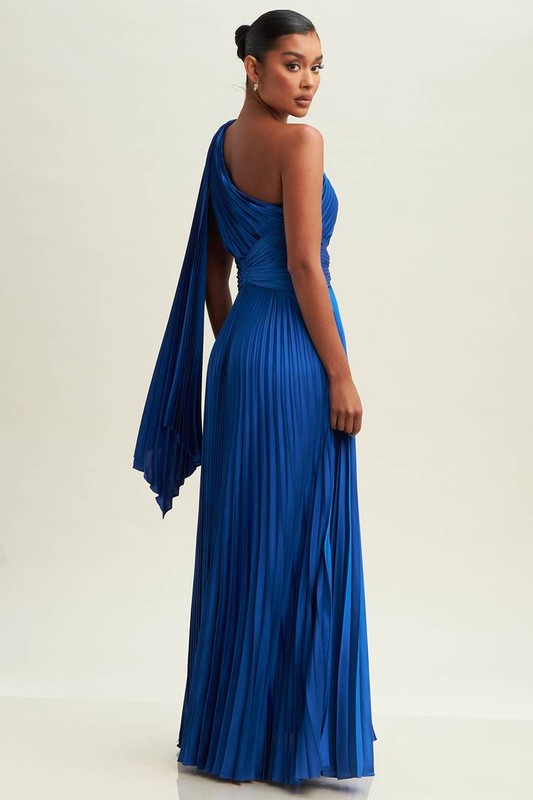 Vestido Maxi un hombro Azul