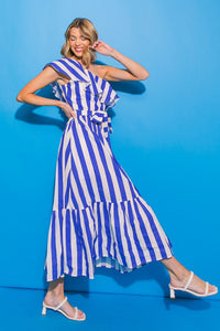 Vestido midi a rayas Azul