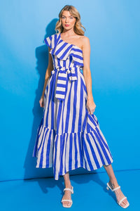 Vestido midi a rayas Azul