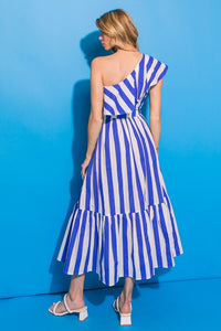 Vestido midi a rayas Azul