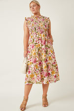 Vestido Plus floral ruffled