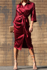 Vestido midi botones al frente Burgundy