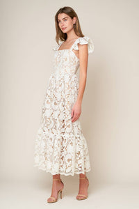 Vestido midi con manga ondulada