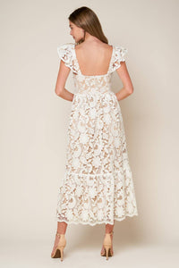 Vestido midi con manga ondulada