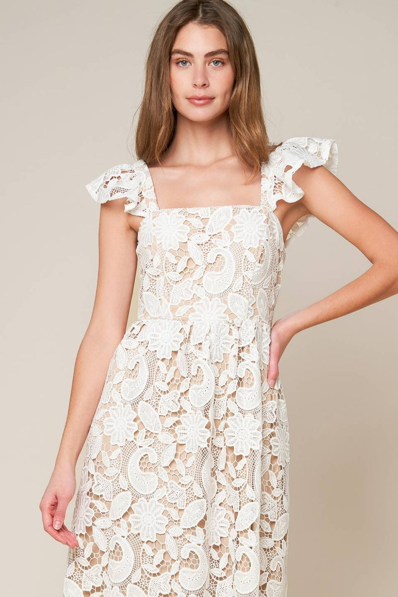Vestido midi con manga ondulada