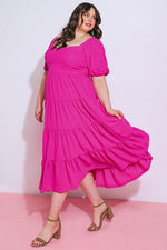 Vestido Midi Fucsia Plus