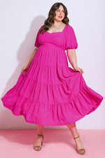 Vestido Midi Fucsia Plus