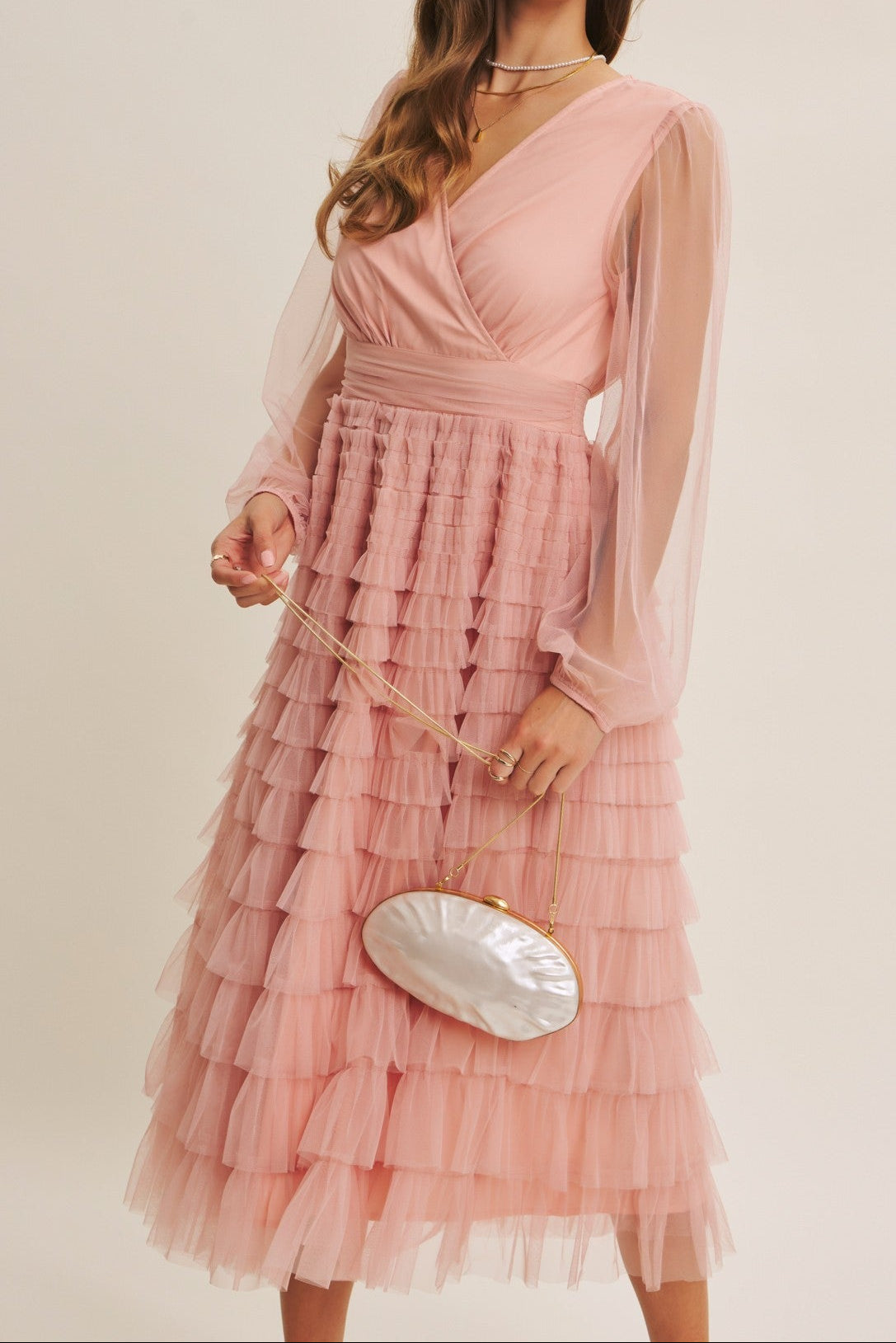 Vestido midi palo rosa