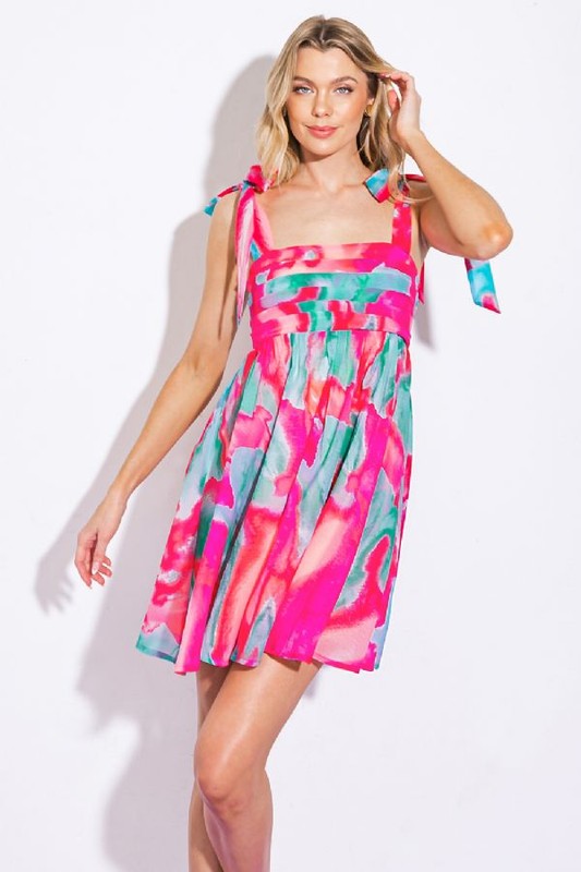 Vestido corto Pink-teal