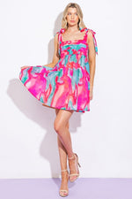 Vestido corto Pink-teal