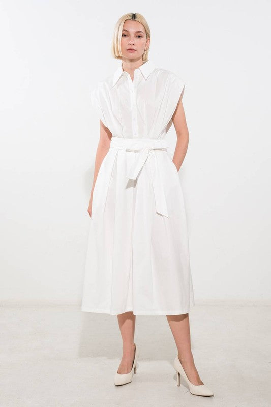 Vestido midi blanco sin mangas