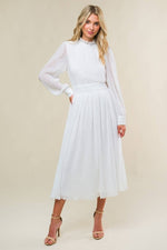 Vestido midi manga larga blanco