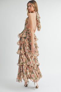 Vestido maxi floreado halter