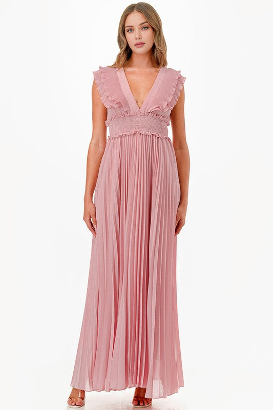 Vestido maxi Pink cuello V
