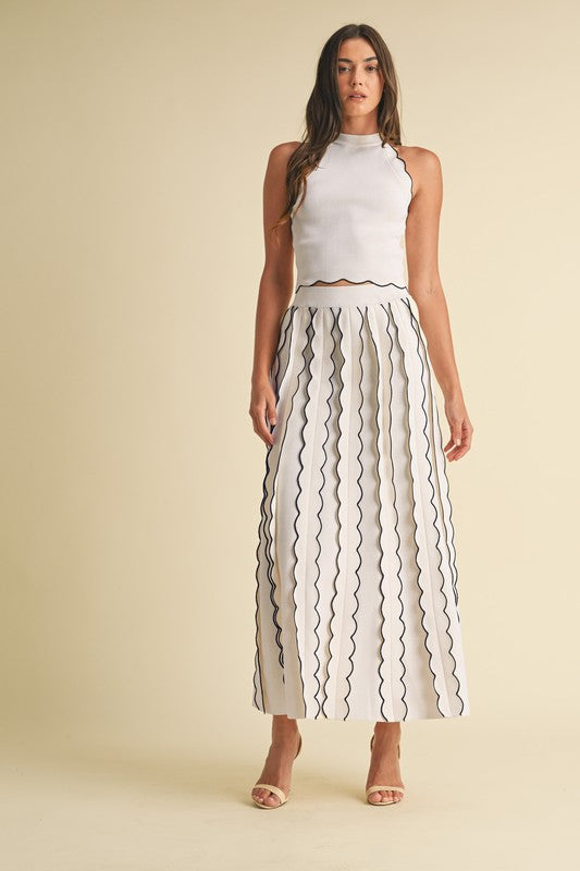 Set falda midi y blusa halter