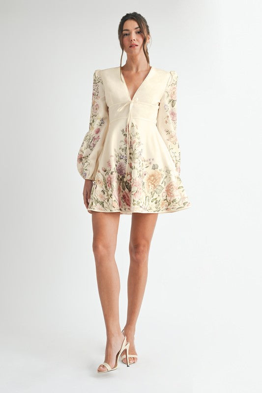Vestido corto Cream Floral