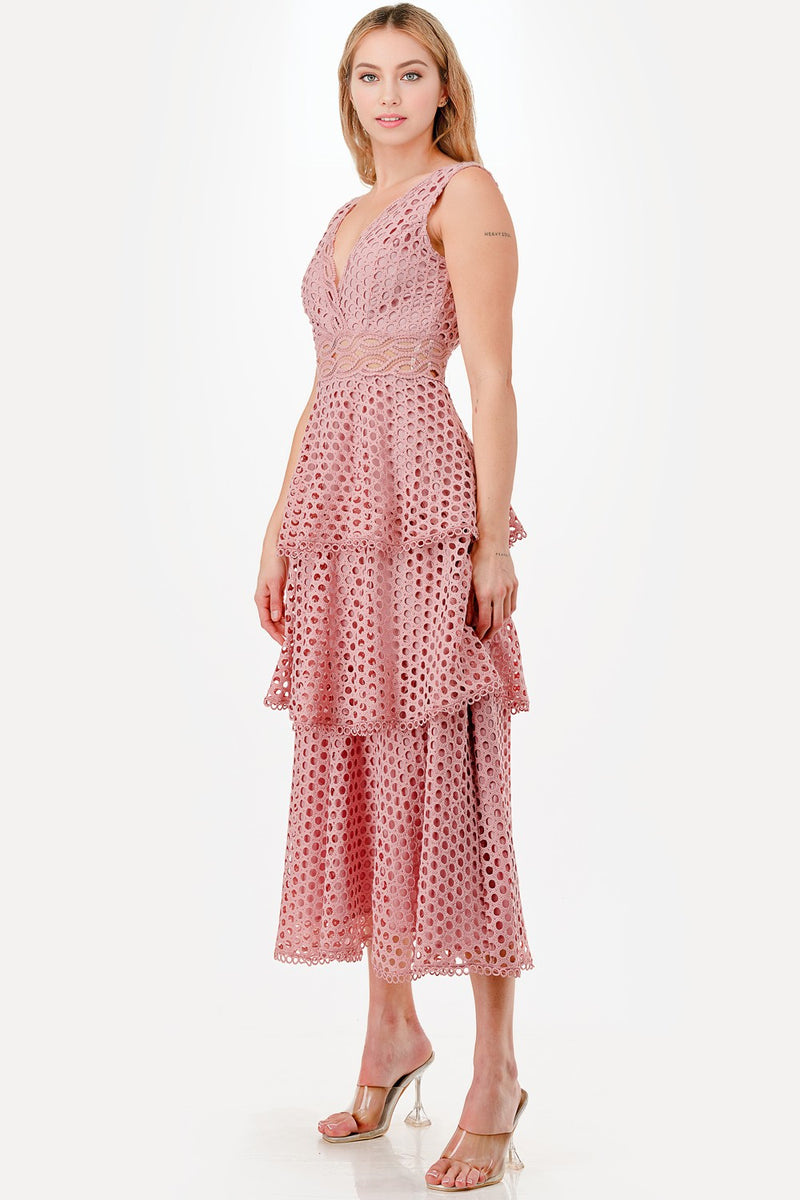 Vestido midi palo de rosa