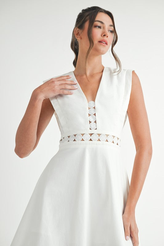Vestido midi con encaje en cintura