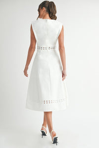 Vestido midi con encaje en cintura