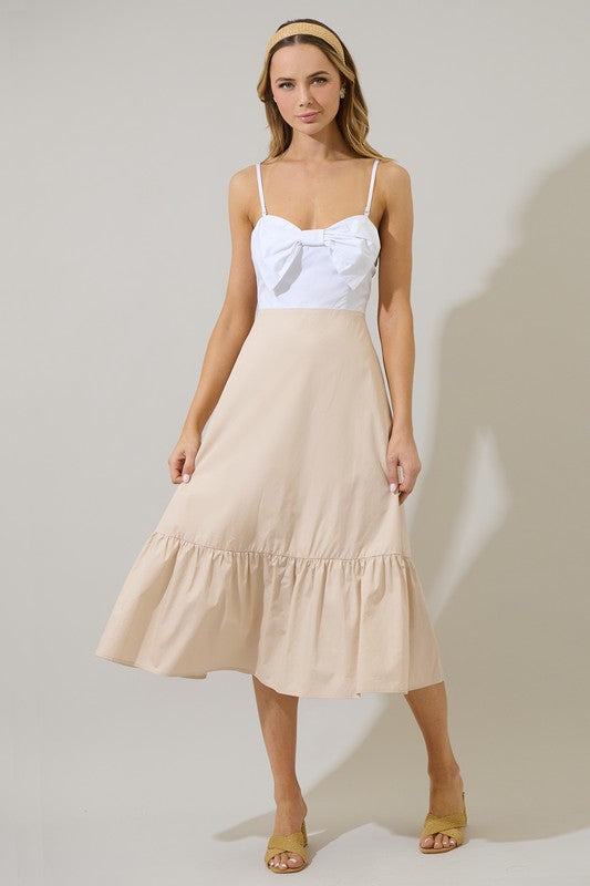 Vestido moño blanco-taupe