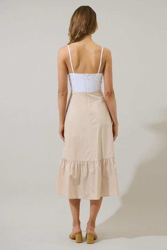 Vestido moño blanco-taupe