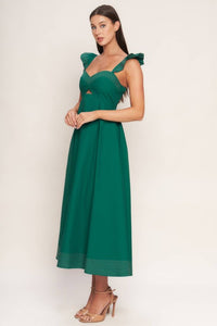Vestido midi verde con escote corazón