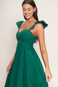 Vestido midi verde con escote corazón