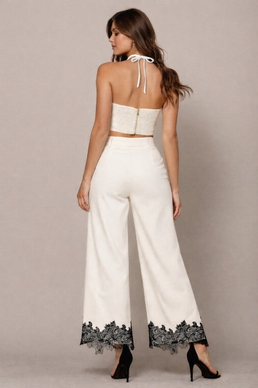 Set crop top y pantalón encaje
