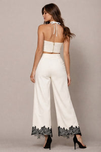Set crop top y pantalón encaje