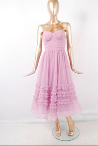 Vestido midi tul strapless