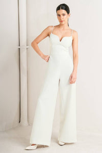 Jumpsuit con tirantes y pierna ancha Blanco