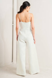 Jumpsuit con tirantes y pierna ancha Blanco