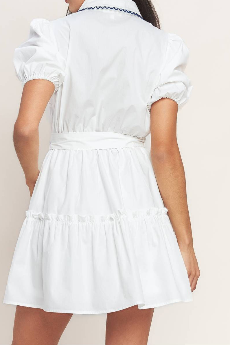 Vestido mini blanco orilla navy