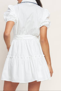 Vestido mini blanco orilla navy