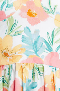 Vestido midi floral, escote corazón. 100% algodón.