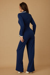 Jumpsuit Navy and white