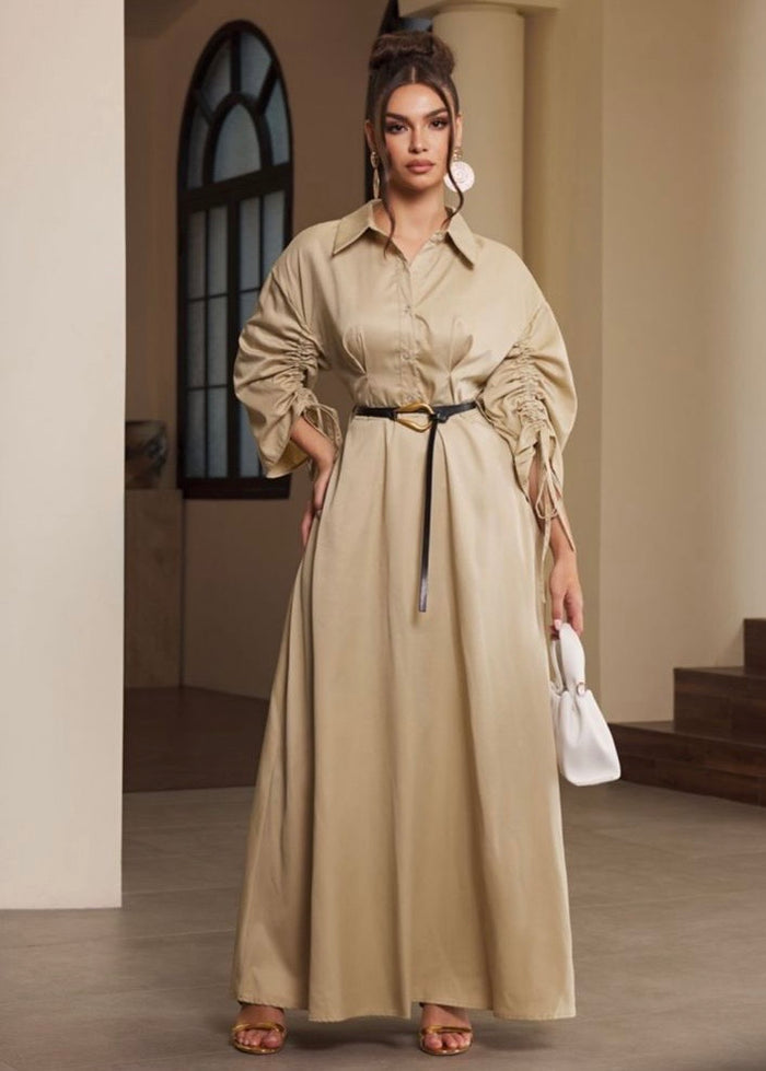 Vestido maxi con cinto Taupe