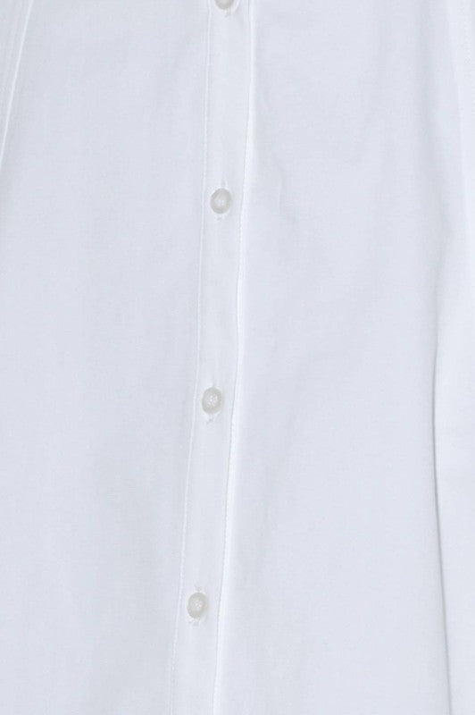 Vestido midi blanco con encaje y cinturón 100% algodón